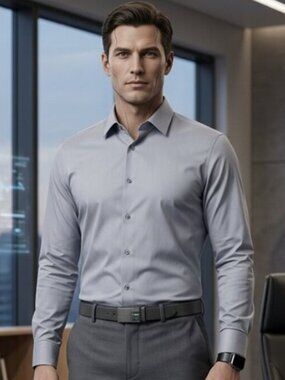 Calvin Klein Shirt light blue slim-fit long-sleeve 16.5 34/35 performance luxury